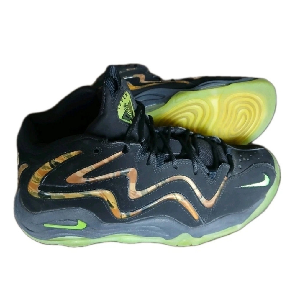 Nike Air Pippen Camo Black/Flash Lime Men's Basketball Shoes Size:10 Vintage